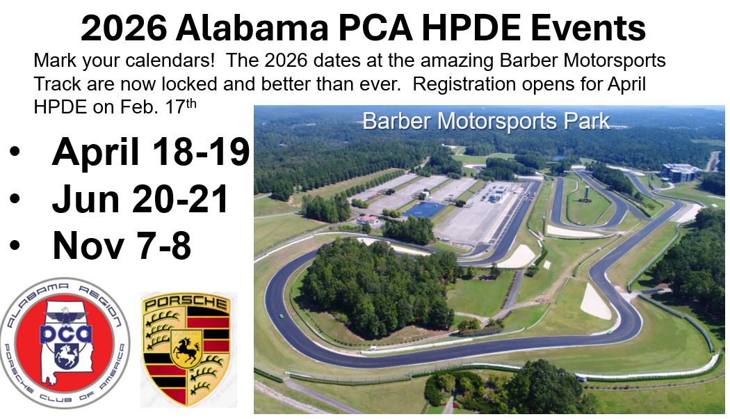 Porsche Club of America Event - Alabama Region HPDE - Barber